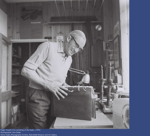 Roger Powell in his workshop at the Slade, c.1970s Photographer: Don Eades ©Don Eades Photographic Archive, Petersfield Museum and Art Gallery