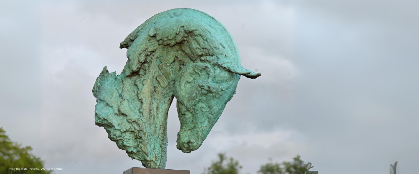 Bronze statue of a horse head