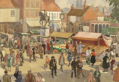 Saturday shopping at Petersfield Square, Flora Twort 1932