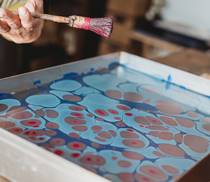 Artist Ebru in her studio