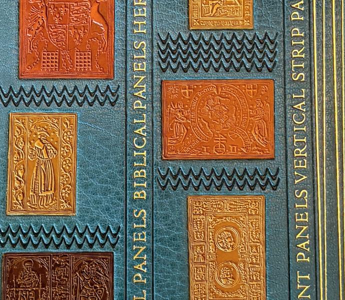 J. Basil Oldham, English Blind Stamped Bindings, Cambridge, 1952 Bound by Roger Powell, Peter Waters with blocks designed by Sheila Waters Collection of Edward Bayntun-Coward (detail).