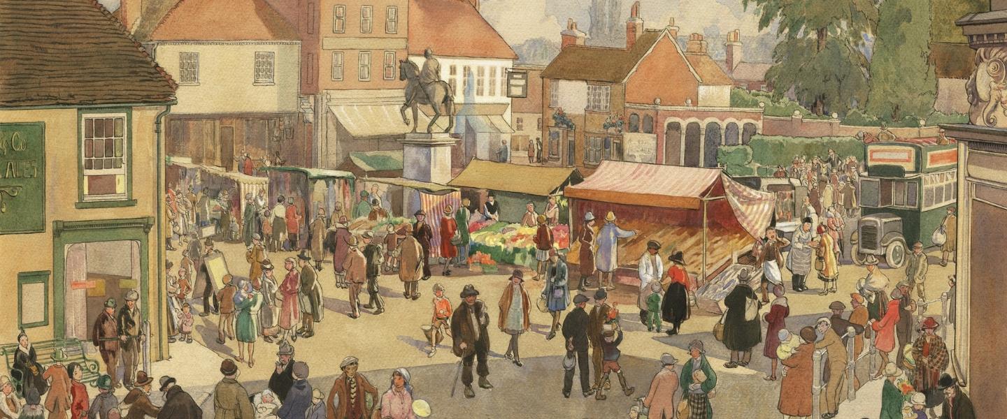 Saturday shopping at Petersfield Square, Flora Twort 1932