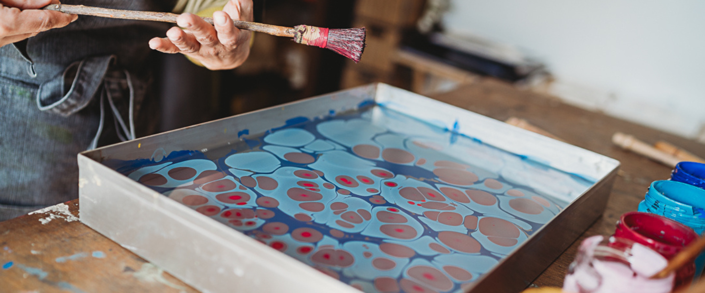 Artist Ebru in her studio