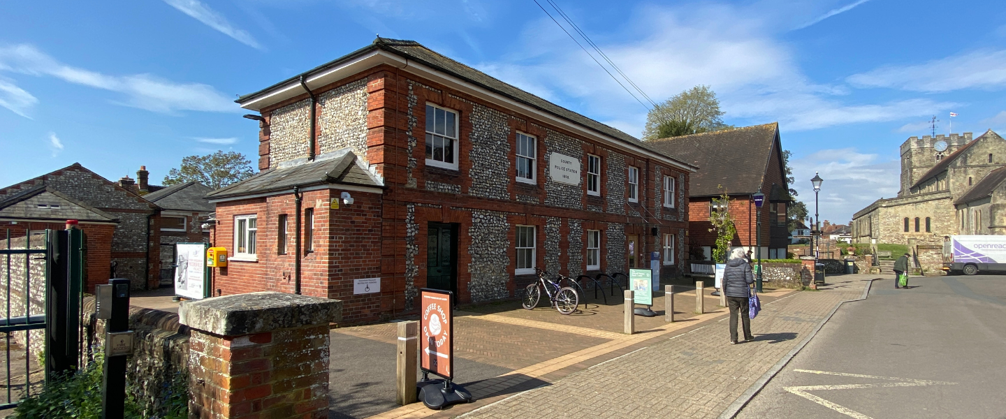 Front of Petersfield Museum and Art Gallery on a sunny day