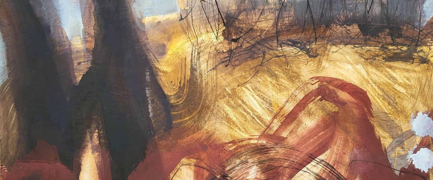 Melanie Rose, ‘February (on the way to Petersfield)’, 2023, Egg tempera, chalk gesso on Birch plywood, 41 x 63 cm (unframed) detail